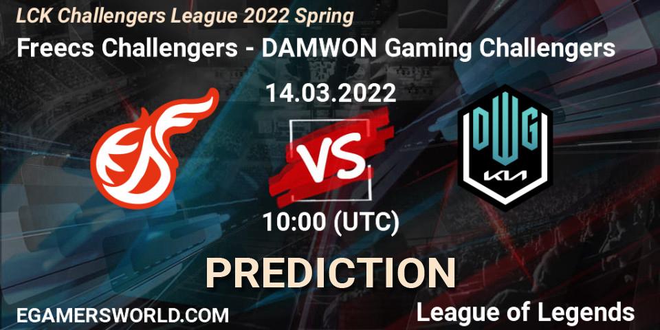 Pronósticos Freecs Challengers - DAMWON Gaming Challengers. 14.03.2022 at 10:00. LCK Challengers League 2022 Spring - LoL