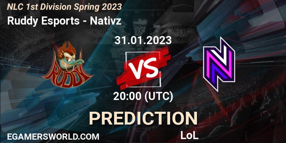 Pronósticos Ruddy Esports - Nativz. 31.01.23. NLC 1st Division Spring 2023 - LoL