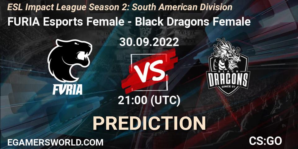 Pronósticos FURIA Esports Female - Black Dragons Female. 30.09.2022 at 21:00. ESL Impact League Season 2: South American Division - Counter-Strike (CS2)