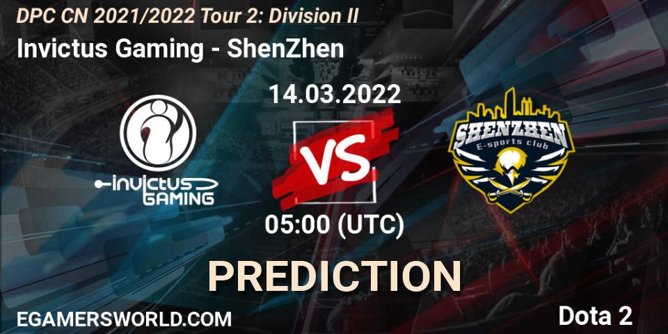 Pronósticos Invictus Gaming - ShenZhen. 14.03.22. DPC 2021/2022 Tour 2: CN Division II (Lower) - Dota 2