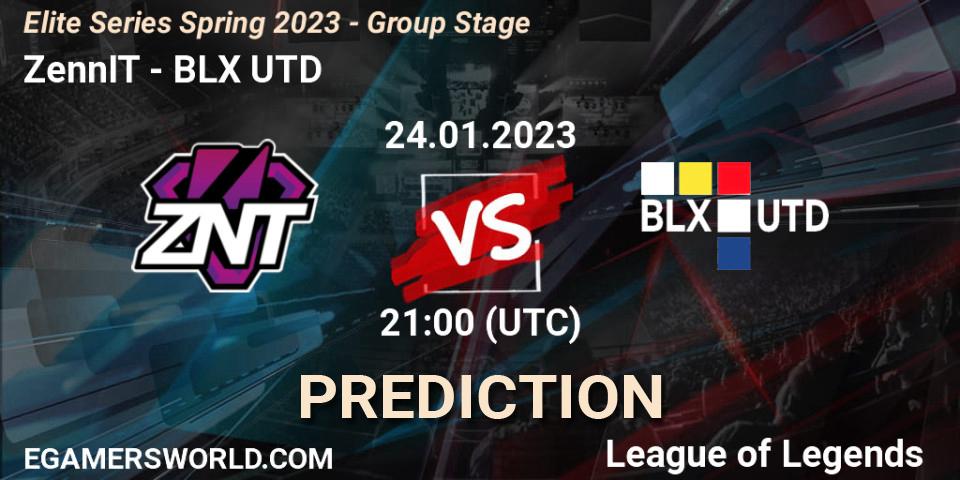 Pronósticos ZennIT - BLX UTD. 24.01.2023 at 21:00. Elite Series Spring 2023 - Group Stage - LoL