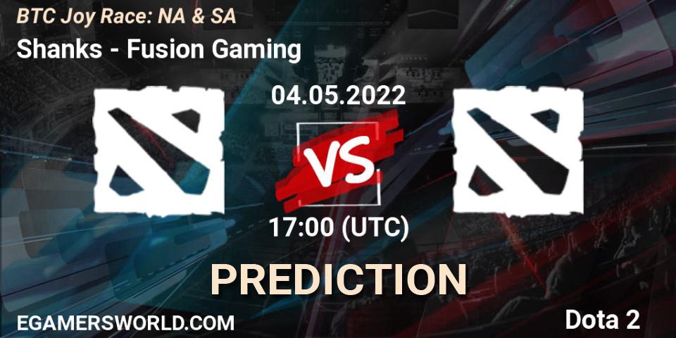 Pronósticos Shanks - Fusion Gaming. 04.05.2022 at 17:31. BTC Joy Race: NA & SA - Dota 2