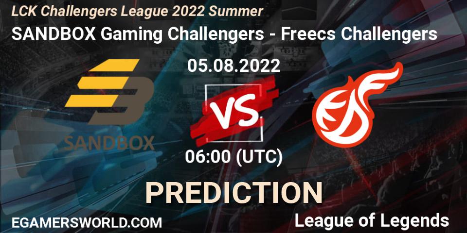 Pronósticos SANDBOX Gaming Challengers - Freecs Challengers. 05.08.22. LCK Challengers League 2022 Summer - LoL
