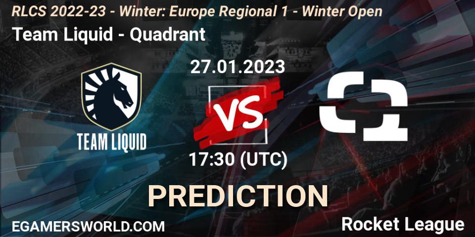 Pronósticos Team Liquid - Quadrant. 27.01.2023 at 17:30. RLCS 2022-23 - Winter: Europe Regional 1 - Winter Open - Rocket League