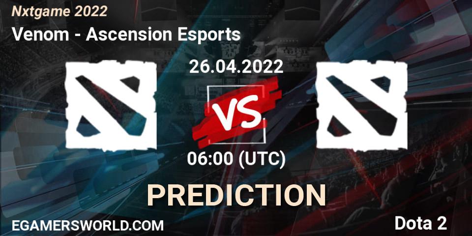 Pronósticos Venom - Ascension Esports. 26.04.2022 at 06:00. Nxtgame 2022 - Dota 2