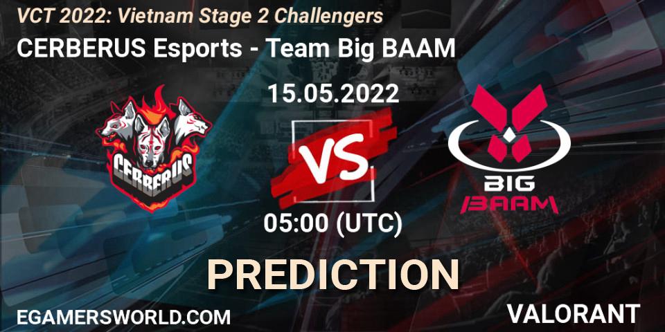 Pronósticos CERBERUS Esports - Team Big BAAM. 15.05.2022 at 05:00. VCT 2022: Vietnam Stage 2 Challengers - VALORANT