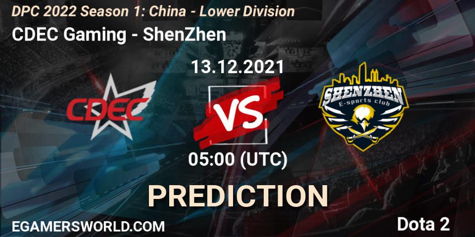Pronósticos CDEC Gaming - ShenZhen. 13.12.21. DPC 2022 Season 1: China - Lower Division - Dota 2