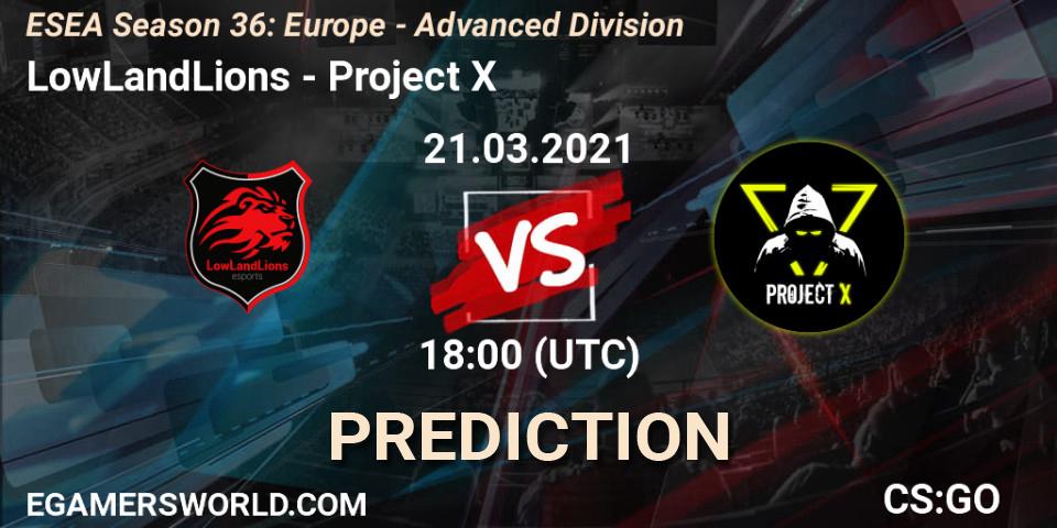 Pronósticos LowLandLions - Project X. 21.03.21. ESEA Season 36: Europe - Advanced Division - CS2 (CS:GO)