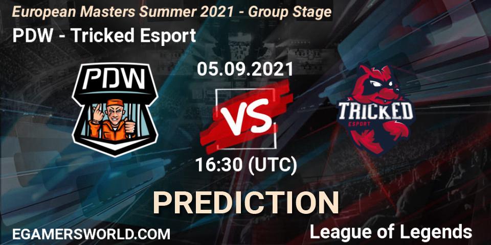 Pronósticos PDW - Tricked Esport. 05.09.2021 at 16:30. European Masters Summer 2021 - Group Stage - LoL
