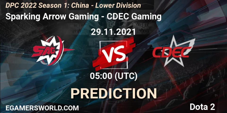 Pronósticos Sparking Arrow Gaming - CDEC Gaming. 29.11.21. DPC 2022 Season 1: China - Lower Division - Dota 2