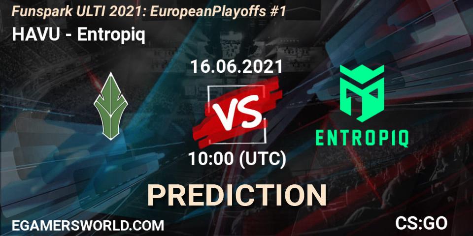 Pronósticos HAVU - Entropiq. 16.06.2021 at 10:00. Funspark ULTI 2021: European Playoffs #1 - Counter-Strike (CS2)