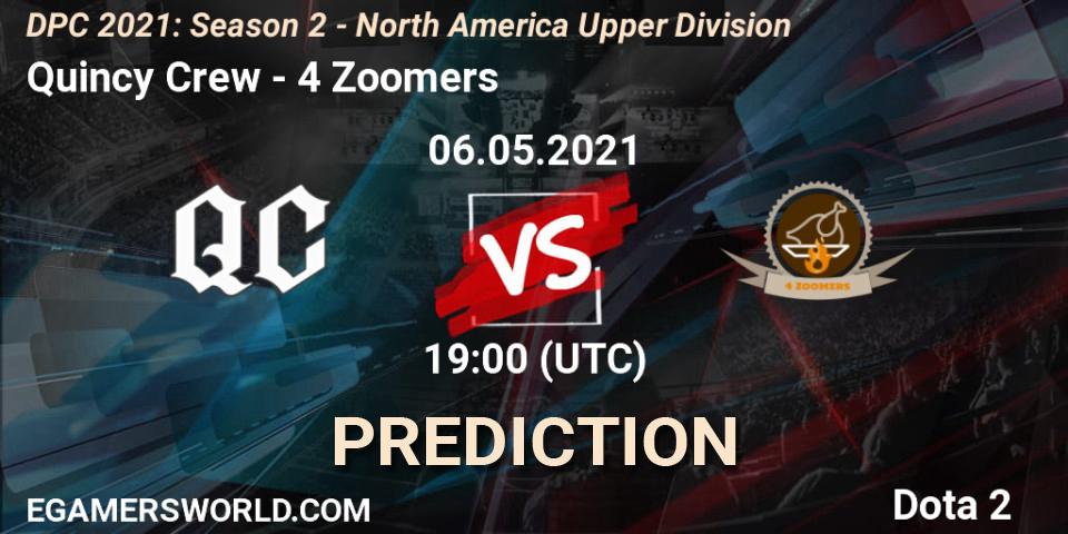 Pronósticos Quincy Crew - 4 Zoomers. 06.05.2021 at 19:00. DPC 2021: Season 2 - North America Upper Division - Dota 2