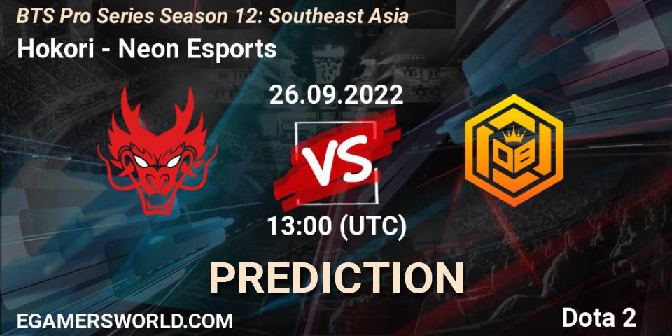 Pronósticos Hokori - Neon Esports. 26.09.2022 at 13:43. BTS Pro Series Season 12: Southeast Asia - Dota 2