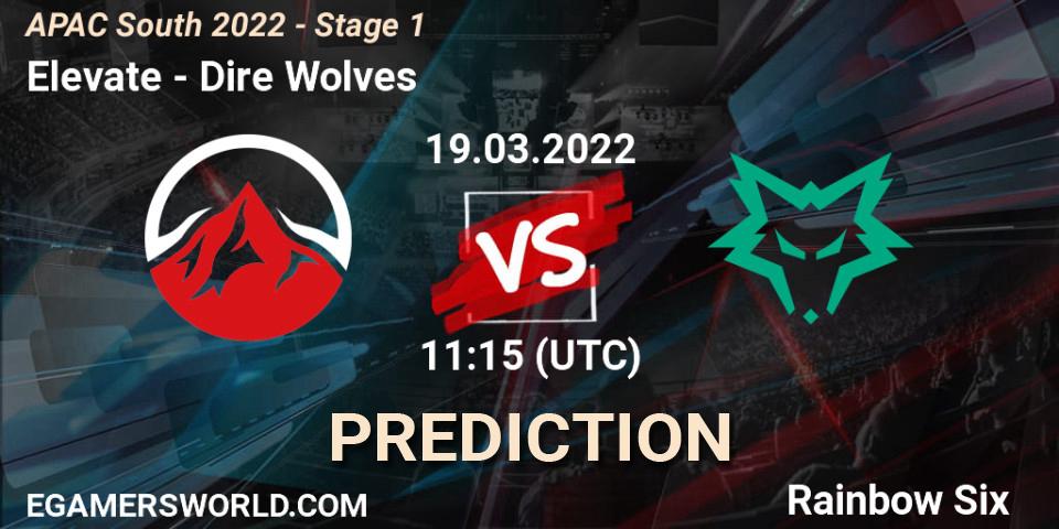 Pronósticos Elevate - Dire Wolves. 19.03.2022 at 11:15. APAC South 2022 - Stage 1 - Rainbow Six