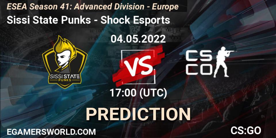 Pronósticos Sissi State Punks - Shock Esports. 05.05.2022 at 14:00. ESEA Season 41: Advanced Division - Europe - Counter-Strike (CS2)