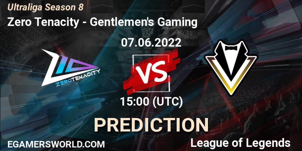 Pronósticos Zero Tenacity - Gentlemen's Gaming. 07.06.2022 at 15:00. Ultraliga Season 8 - LoL