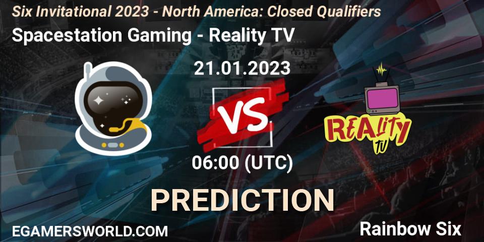 Pronósticos Spacestation Gaming - Reality TV. 21.01.2023 at 20:30. Six Invitational 2023 - North America: Closed Qualifiers - Rainbow Six