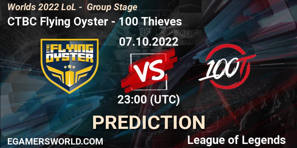 Pronósticos CTBC Flying Oyster - 100 Thieves. 07.10.22. Worlds 2022 LoL - Group Stage - LoL