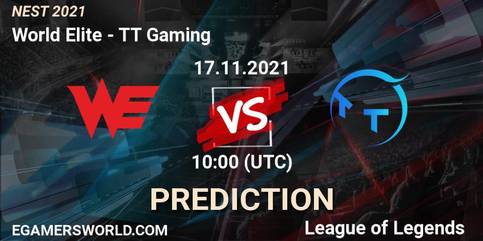 Pronósticos TT Gaming - World Elite. 17.11.2021 at 10:05. NEST 2021 - LoL