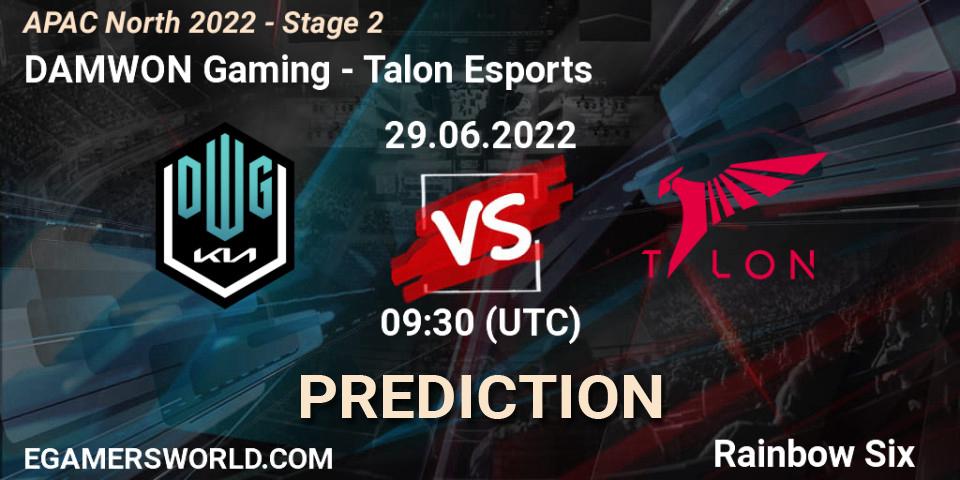 Pronósticos DAMWON Gaming - Talon Esports. 29.06.2022 at 09:30. APAC North 2022 - Stage 2 - Rainbow Six