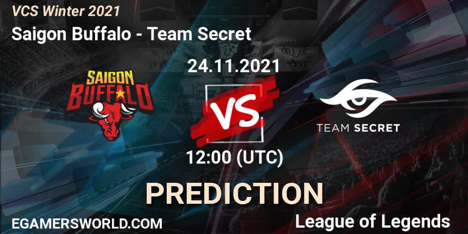 Pronósticos Saigon Buffalo - Team Secret. 24.11.2021 at 12:00. VCS Winter 2021 - LoL