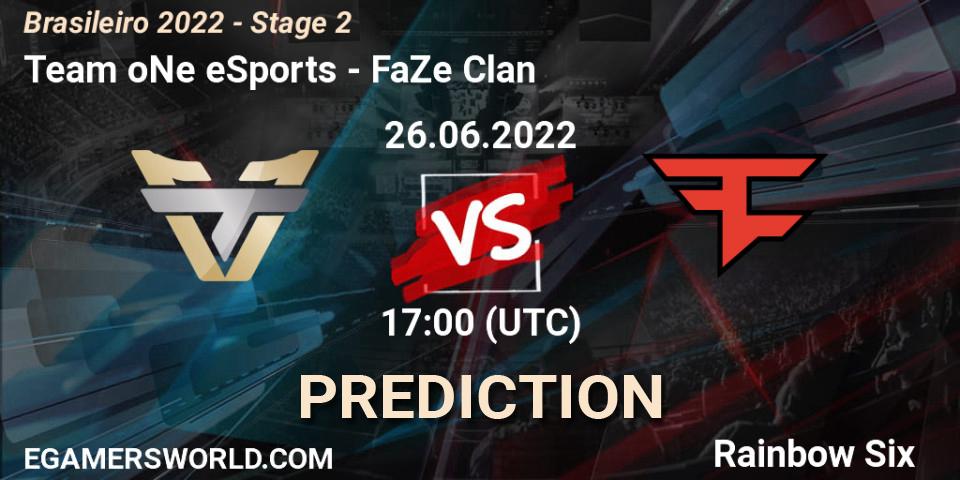 Pronósticos Team oNe eSports - FaZe Clan. 26.06.2022 at 17:00. Brasileirão 2022 - Stage 2 - Rainbow Six