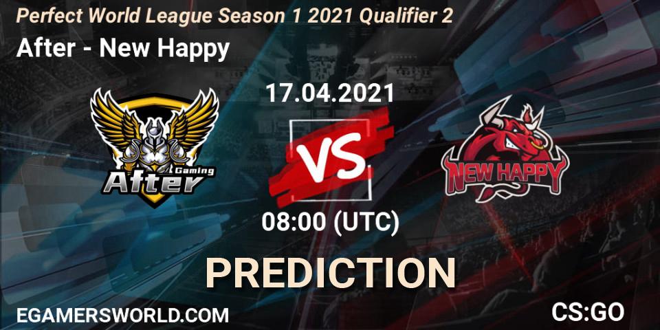 Pronósticos After - New Happy. 17.04.2021 at 08:00. Perfect World League Season 1 2021 Qualifier 2 - Counter-Strike (CS2)