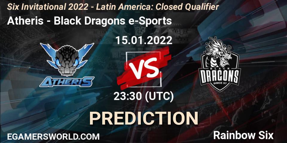 Pronósticos Atheris - Black Dragons e-Sports. 15.01.2022 at 23:30. Six Invitational 2022 - Latin America: Closed Qualifier - Rainbow Six