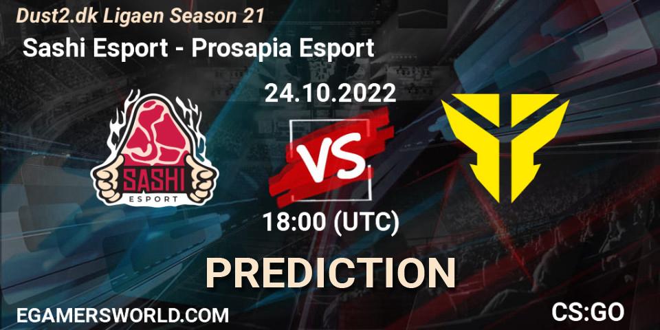 Pronósticos Sashi Esport - Prosapia Esport. 24.10.2022 at 19:00. Dust2.dk Ligaen Season 21 - Counter-Strike (CS2)