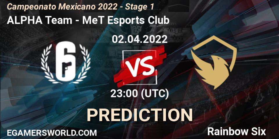 Pronósticos ALPHA Team - MeT Esports Club. 02.04.2022 at 23:00. Campeonato Mexicano 2022 - Stage 1 - Rainbow Six