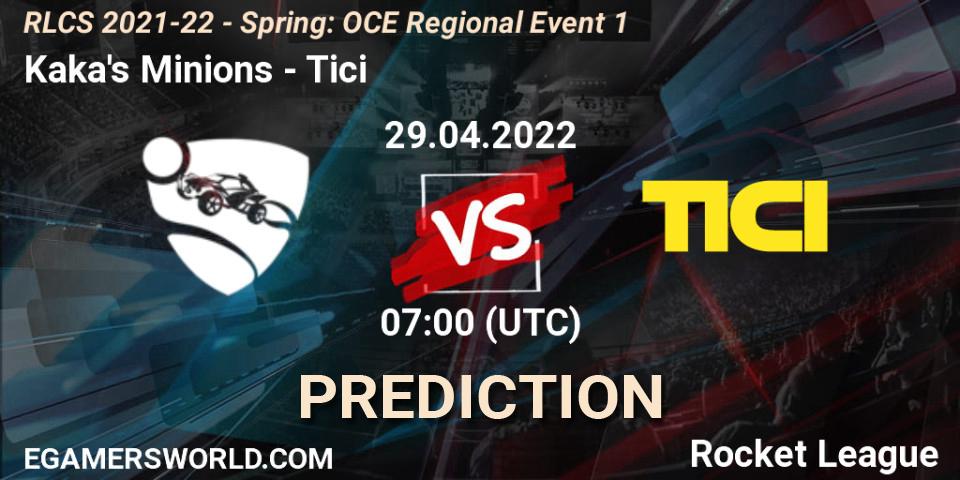 Pronósticos Kaka's Minions - Tici. 29.04.2022 at 07:00. RLCS 2021-22 - Spring: OCE Regional Event 1 - Rocket League