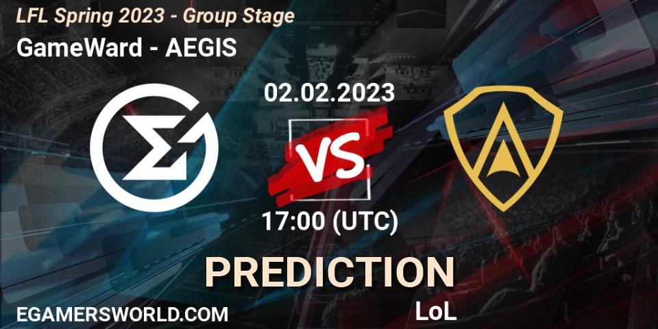 Pronósticos GameWard - AEGIS. 02.02.2023 at 17:00. LFL Spring 2023 - Group Stage - LoL