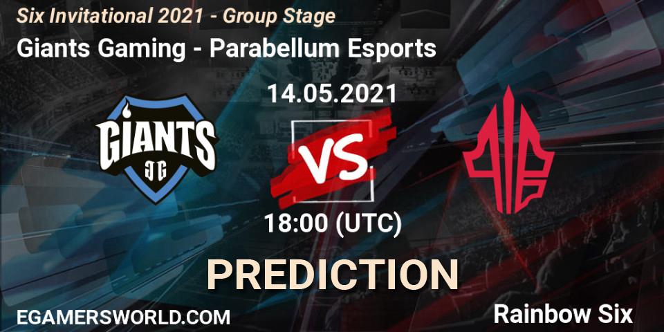 Pronósticos Giants Gaming - Parabellum Esports. 14.05.21. Six Invitational 2021 - Group Stage - Rainbow Six