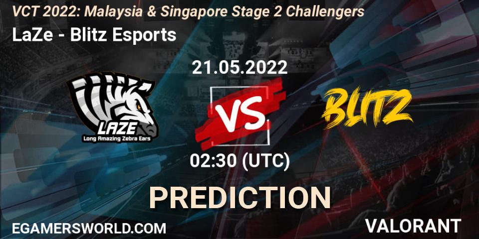 Pronósticos LaZe - Blitz Esports. 21.05.2022 at 02:30. VCT 2022: Malaysia & Singapore Stage 2 Challengers - VALORANT