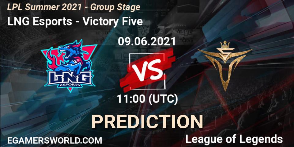 Pronósticos LNG Esports - Victory Five. 09.06.2021 at 11:50. LPL Summer 2021 - Group Stage - LoL