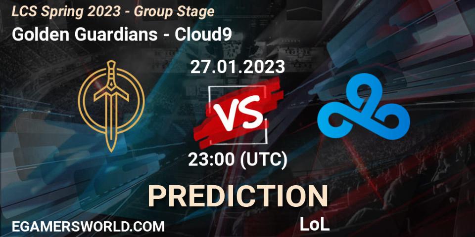 Pronósticos Golden Guardians - Cloud9. 27.01.23. LCS Spring 2023 - Group Stage - LoL