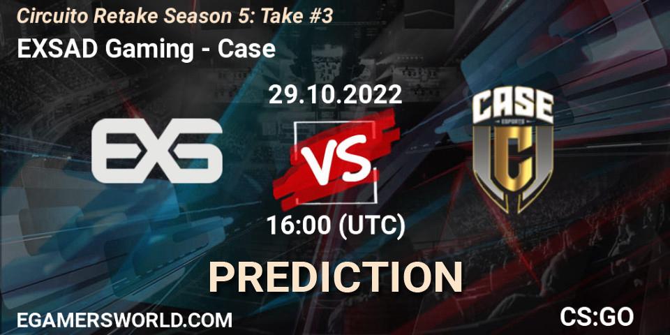 Pronósticos EXSAD Gaming - Case. 29.10.2022 at 16:00. Circuito Retake Season 5: Take #3 - Counter-Strike (CS2)