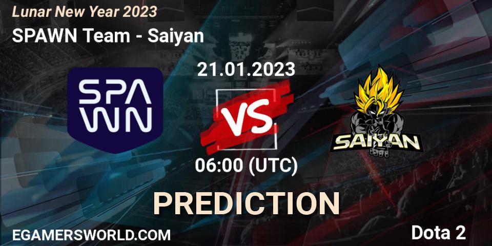 Pronósticos SPAWN Team - Saiyan. 21.01.2023 at 06:00. Lunar New Year 2023 - Dota 2
