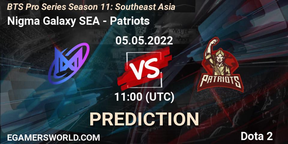 Pronósticos Nigma Galaxy SEA - Patriots. 06.05.2022 at 09:00. BTS Pro Series Season 11: Southeast Asia - Dota 2