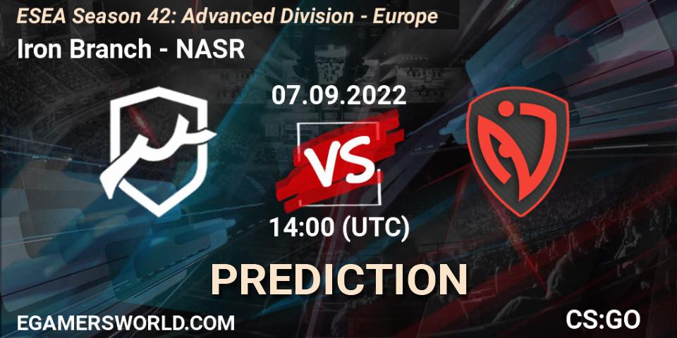 Pronósticos Iron Branch - NASR. 07.09.2022 at 14:00. ESEA Season 42: Advanced Division - Europe - Counter-Strike (CS2)