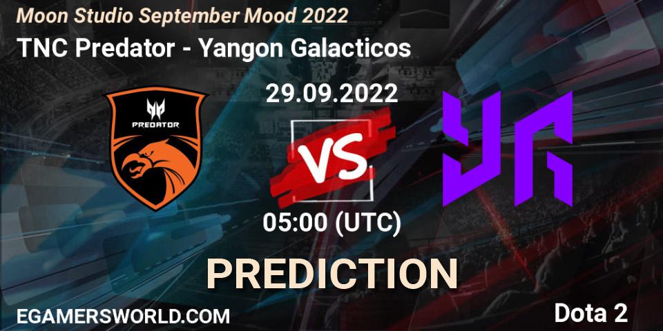 Pronósticos TNC Predator - Yangon Galacticos. 29.09.2022 at 05:05. Moon Studio September Mood 2022 - Dota 2