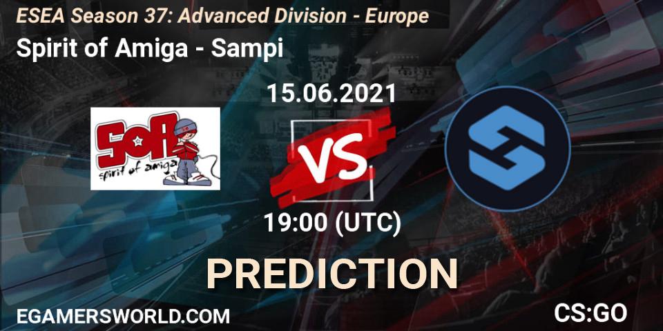 Pronósticos Spirit of Amiga - Sampi. 15.06.2021 at 19:00. ESEA Season 37: Advanced Division - Europe - Counter-Strike (CS2)