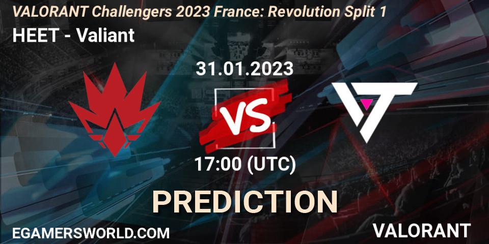 Pronósticos HEET - Valiant. 31.01.2023 at 17:00. VALORANT Challengers 2023 France: Revolution Split 1 - VALORANT