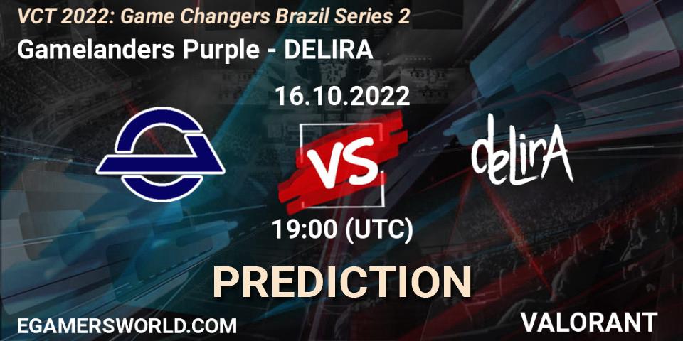 Pronósticos Gamelanders Purple - DELIRA. 16.10.22. VCT 2022: Game Changers Brazil Series 2 - VALORANT