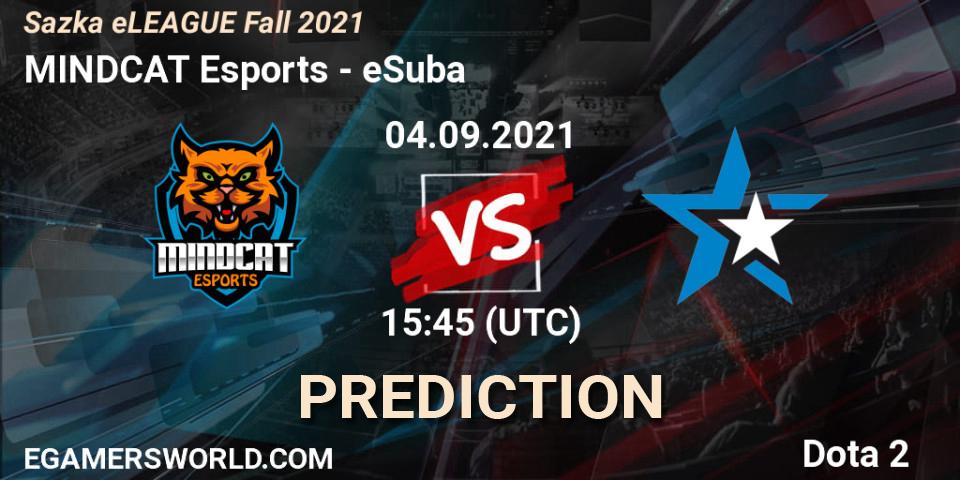 Pronósticos MINDCAT Esports - eSuba. 04.09.2021 at 15:50. Sazka eLEAGUE Fall 2021 - Dota 2