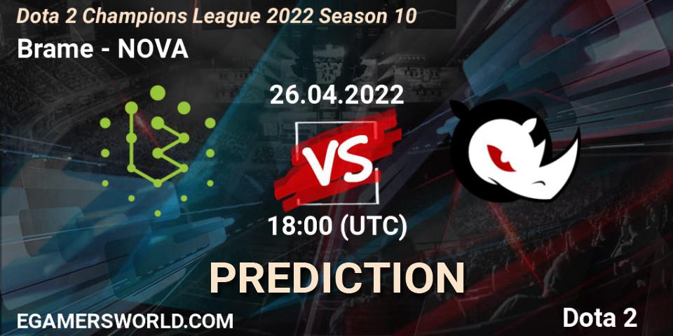 Pronósticos Brame - NOVA. 26.04.2022 at 18:01. Dota 2 Champions League 2022 Season 10 - Dota 2