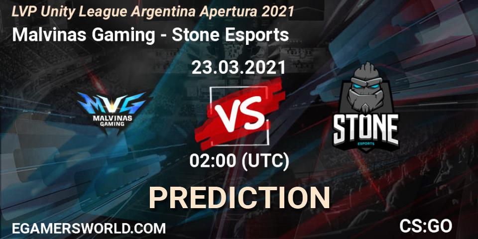 Pronósticos Malvinas Gaming - Stone Esports. 23.03.21. LVP Unity League Argentina Apertura 2021 - CS2 (CS:GO)
