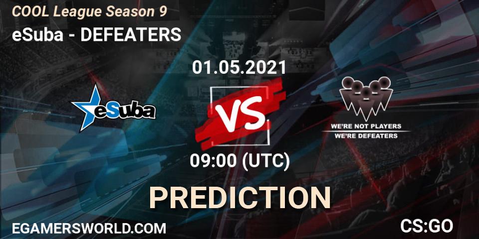 Pronósticos eSuba - DEFEATERS. 01.05.2021 at 09:00. COOL League Season 9 - Counter-Strike (CS2)