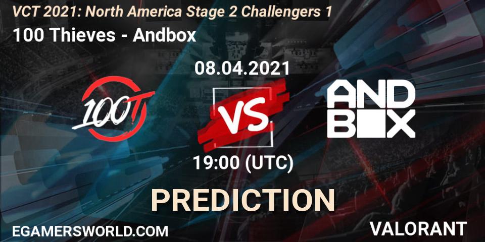 Pronósticos 100 Thieves - Andbox. 08.04.2021 at 19:00. VCT 2021: North America Stage 2 Challengers 1 - VALORANT