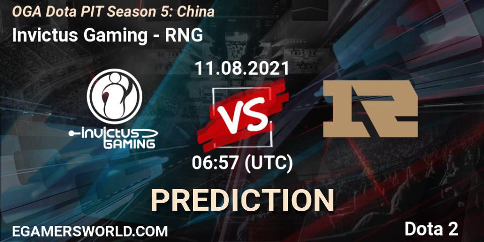 Pronósticos Invictus Gaming - RNG. 11.08.21. OGA Dota PIT Season 5: China - Dota 2